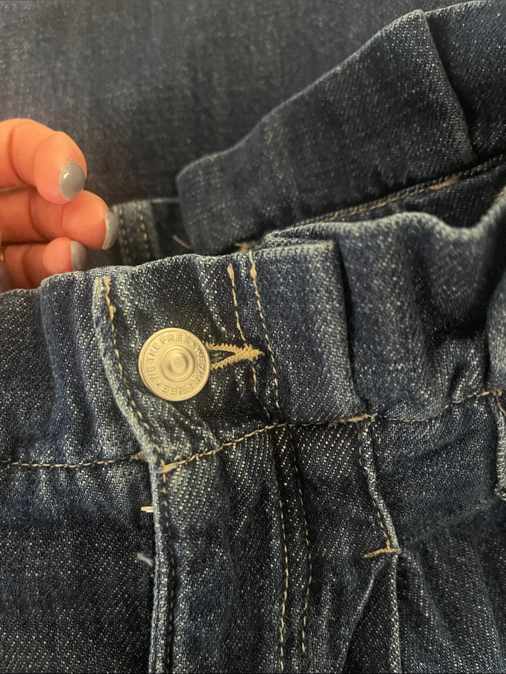 Free People Dark Blue Wide Leg High-Rise Jeans